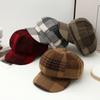 New women's autumn and winter British style retro plaid octagonal hat casual versatile painter hat windproof warm newsboy hat