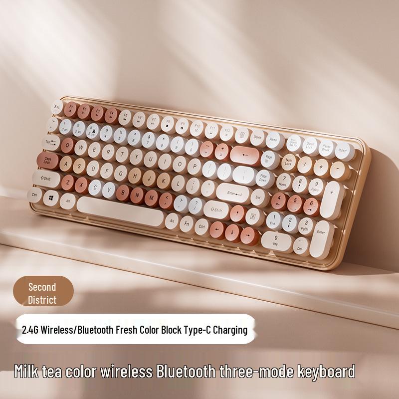 Bluetooth Wireless Silent Mechanical Keyboard & Mouse Set for Girls - Rechargeable and Stylish for Office Use
