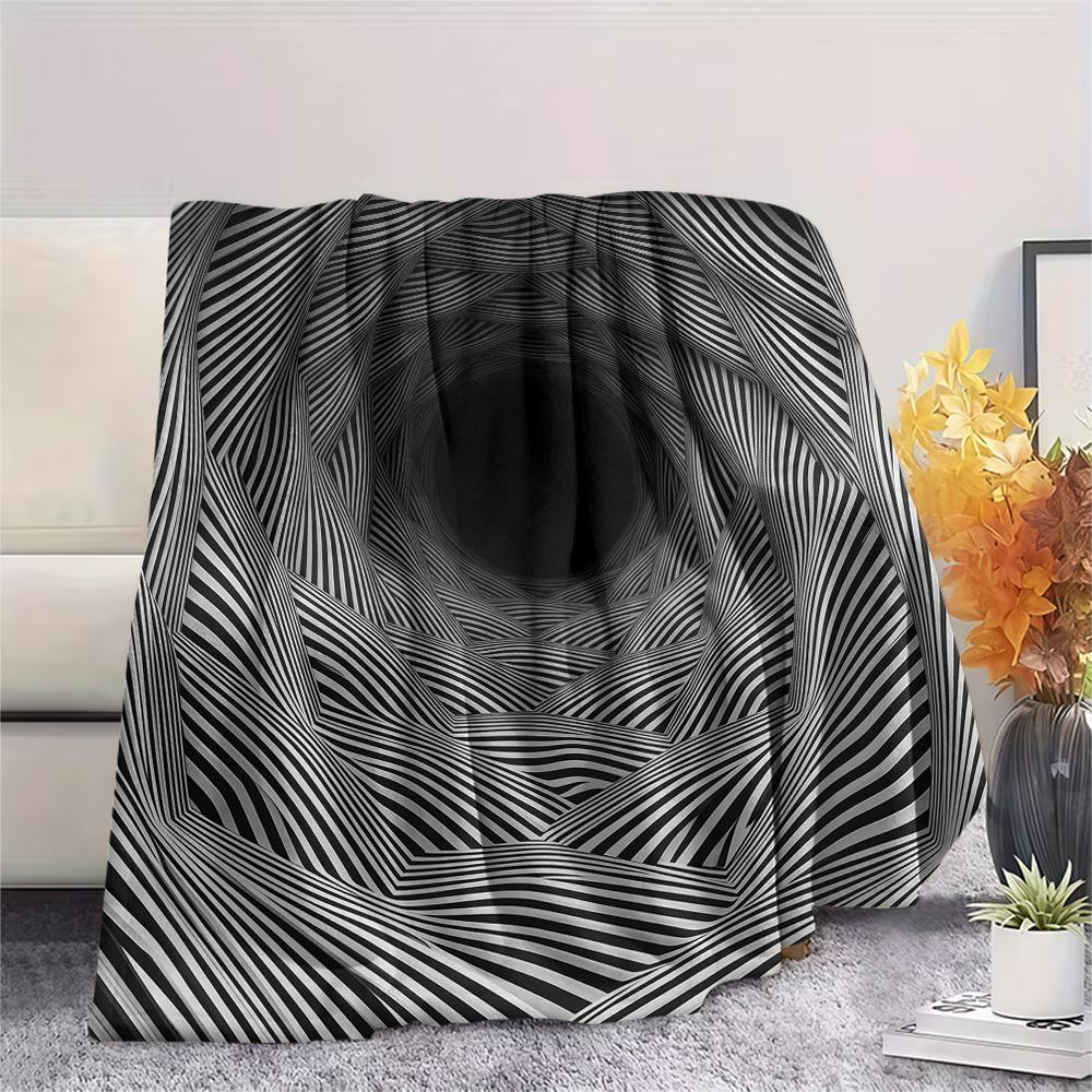 1PC Visual effects  Print FlAannel Blanket, High quality Comfortable for All Seasons, Home Decor, Warmth and Comfort