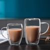 1 buc. 80-450 ml Pahare Duble pentru Cafea, Căni din Sticlă Dublu Izolată pentru Cafea Caldă și Rece, Lapte, Cană Transparentă cu Mâner, Pahare