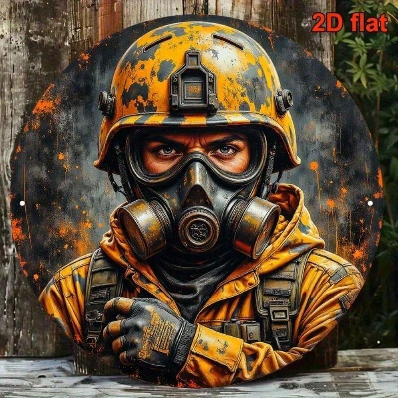 

Винтажный военный противогаз Металлический плакат Декор стены для бара