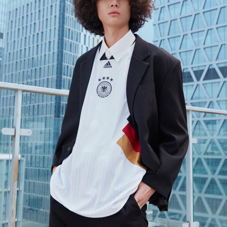 Adidas Dfb Icon Jersey With Logo Print And Stripe Details Men Tops White HS5941