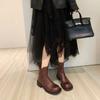 Cowhide Version~ Leather Retro Slim Chelsea Boots British Martin Boots Women's Short Boots Thick Heel Big Head Cigarette Boots