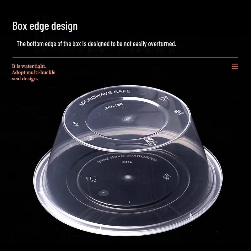 JINGRX Disposable Round Transparent Takeout Containers with Lids