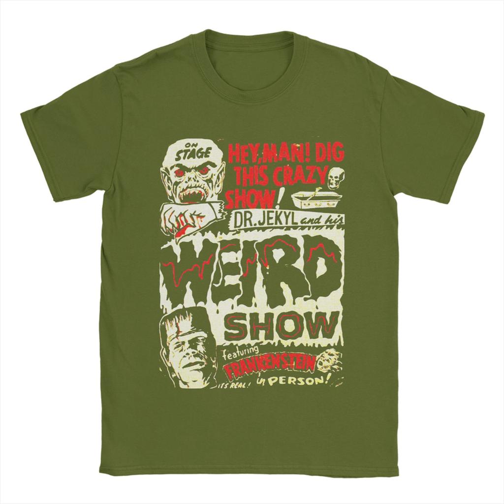 Vintage Dr. Jekyl und seine seltsame Show mit Frankenstein Horror Vintage T-Shirt Herren Baumwolle Rundhals Sommer Tops Shirts