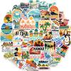 50 Hawaiian Summer Style Graffiti Stickers Decorative Guitar Notes Suitcase DIY Waterproof