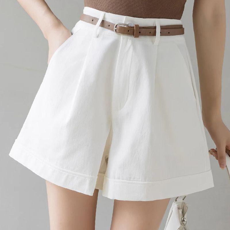 Dámské šortky s vysokým pasem áčkového střihu se širokými nohavicemi a páskem - Léto 2025 Casual Workwear