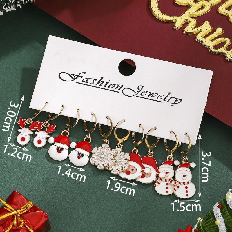 Personalized Jewelry Christmas Alloy Stud Earrings Christmas Hat Elk Point Diamond Christmas Tree Gingerbread Man Earrings