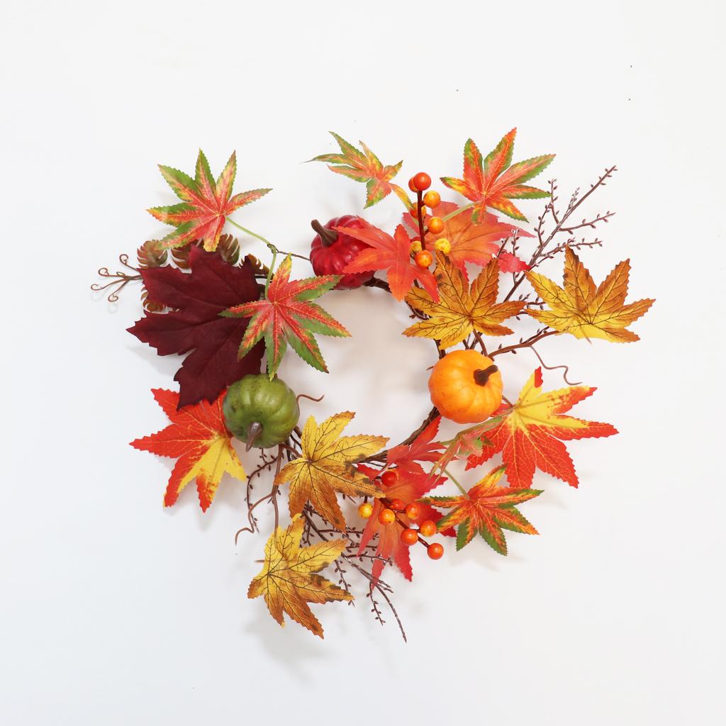 Maples Leaves Candle Wreath Fall Wreath for Window Farmhouse Thanksgiving Day