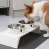 M-Modern-Elevated Pet Dog Feeder Bowls Raised Stand Double Stainless Steel Food Water Bowls