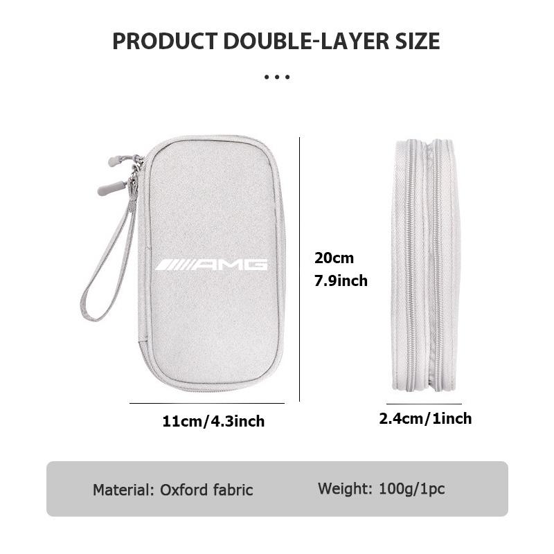 For AMG Car Logo Digital Storage Bag Data Cable Charger Storage Bag Organizer Accessories Mercedes Benz B-CLASS C-CLASS GLC GLE