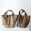 Echte Leder Damen Eimer Tasche Große Kapazität Gemüse Oberer Griff Korb Tasche Ohne Logo