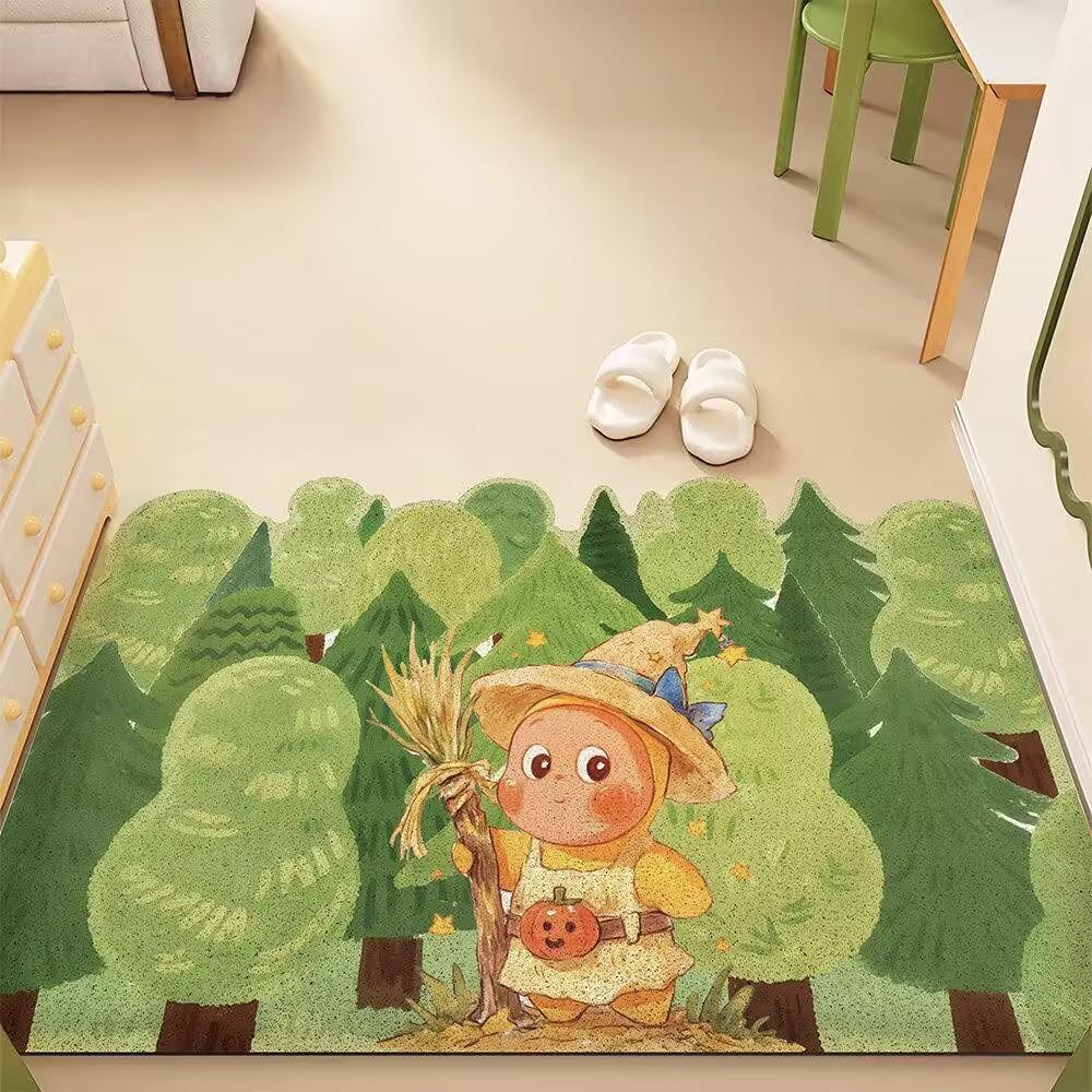 Small Fresh Door Floor Mat Household Wear-Resistant Non-Slip Mat Dust-Resistant Silk Ring Floor Mat Washable Pvc Floor Mat 40*60cm