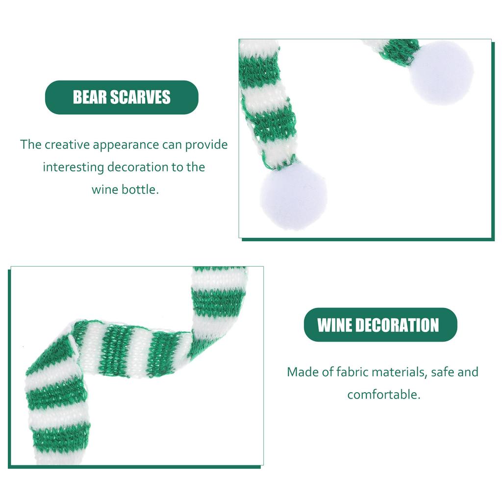 6Pcs Christmas Mini Scarves for Wine Bottles Decorations Knitted Cloth Ornaments Holiday Party Table Tree Dining Room Xmas Decor