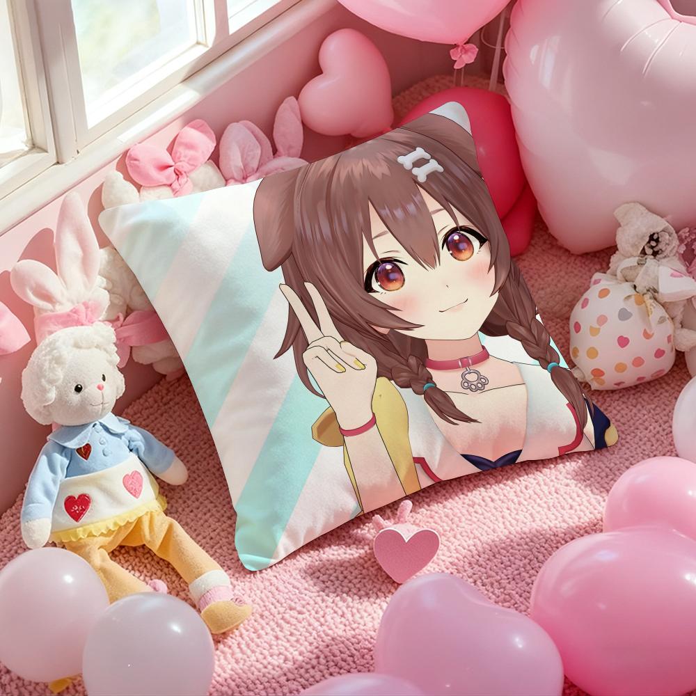 Anime Singer INUGAMI KORONE Cushion Cover Pattern Printed Pillowcase for Living Room Sofa Cushion Cover & Bedroom Decor