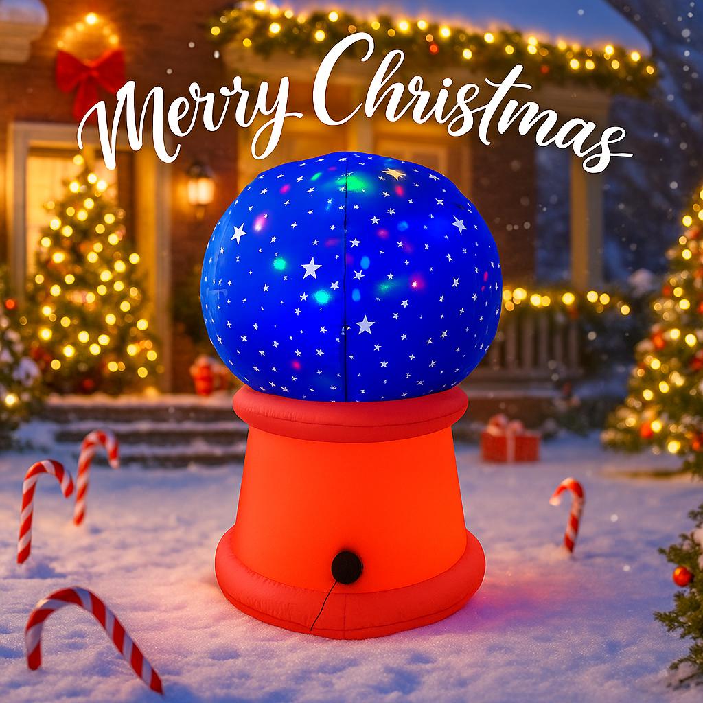 5.9FT LED Light Inflatable Xmas Yard Decor Santa Snow Globe Model Christmas Decoration Gifts Toy Supplies Ornaments Home Decor