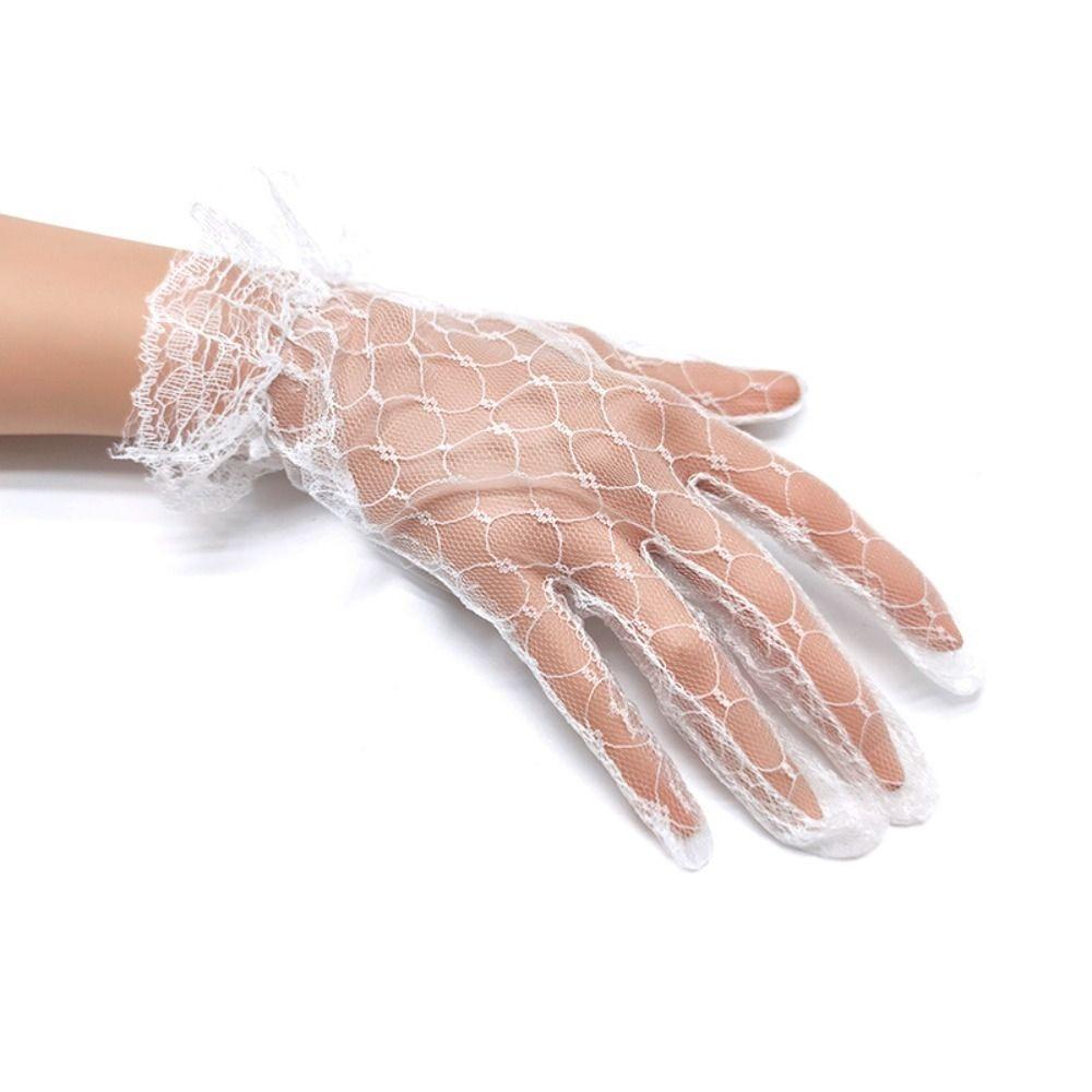 Cosplay Short Autumn Dinner Dress Banquet Wedding Bridal Mesh Gloves Thin Mittens Lace Gloves