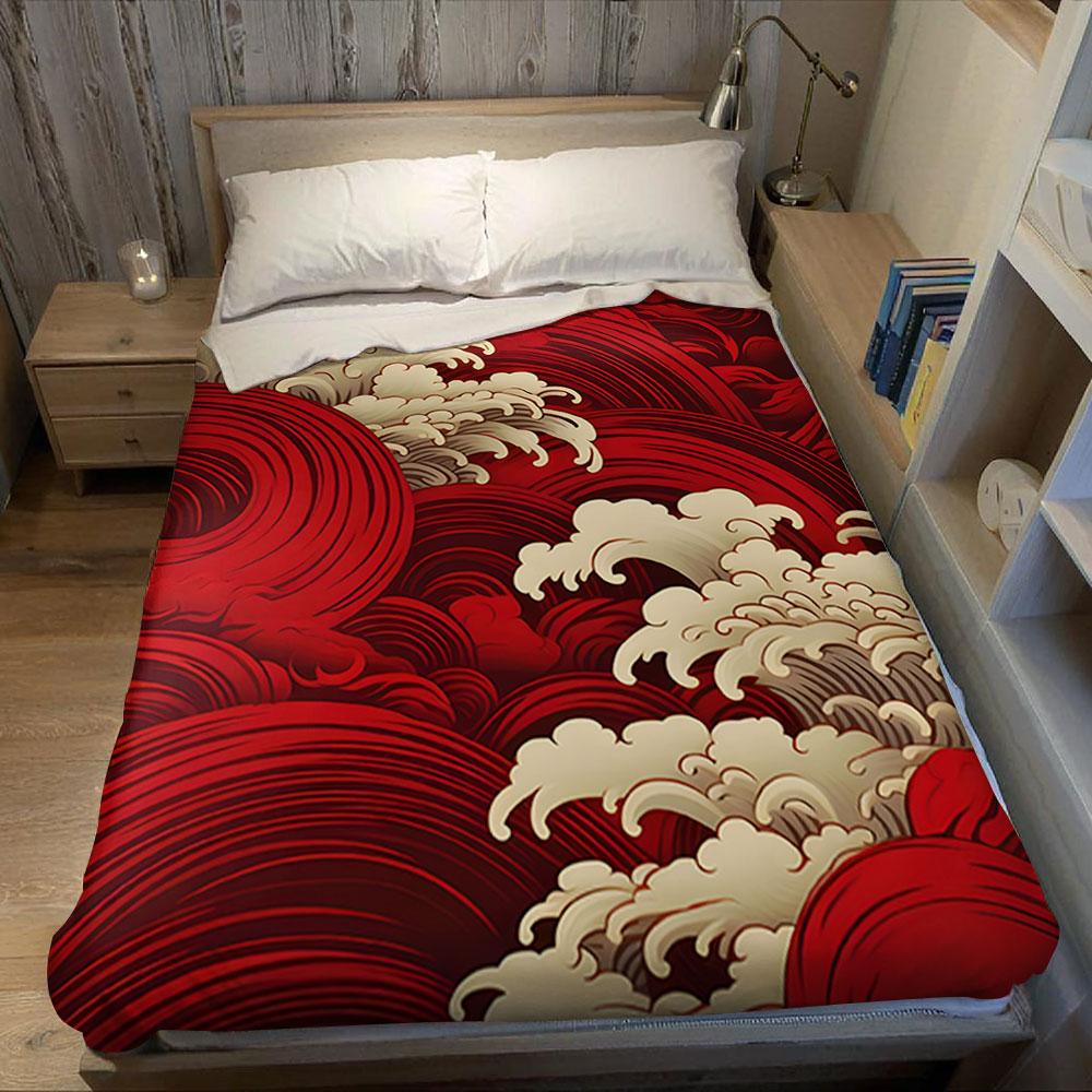 Golven & Wolken Flanellen Deken Warm Zacht Halloween Kerstmis Bank Warm Gezellig Decoratief Decor Cadeau voor Elk Seizoen