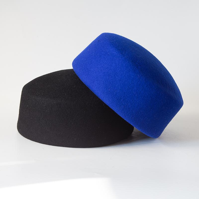 Kurzrand Flacher Wollfilz Barett INS Mode Pillbox Hut Damen Französisch Elegant Fedoras Matrosenhut Kapitänskappe Damen Bert Hart