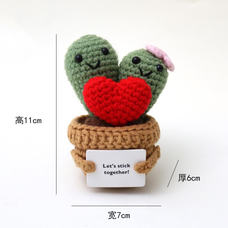 Mini Animal Crochet Potted Cute Handwoven Cartoon Flowers Creative Hand-knitted Car Home Desktop Shelf Decor Items Gift
