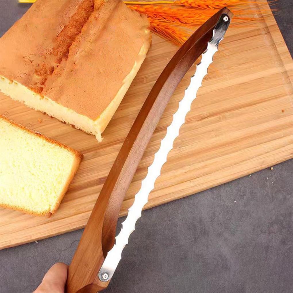 Wooden Bread Knife Slicer Premium Stainless Steel Serrated Saw Bread Cutter for Homemade Bread Bagels Baguettes Serrated Knife