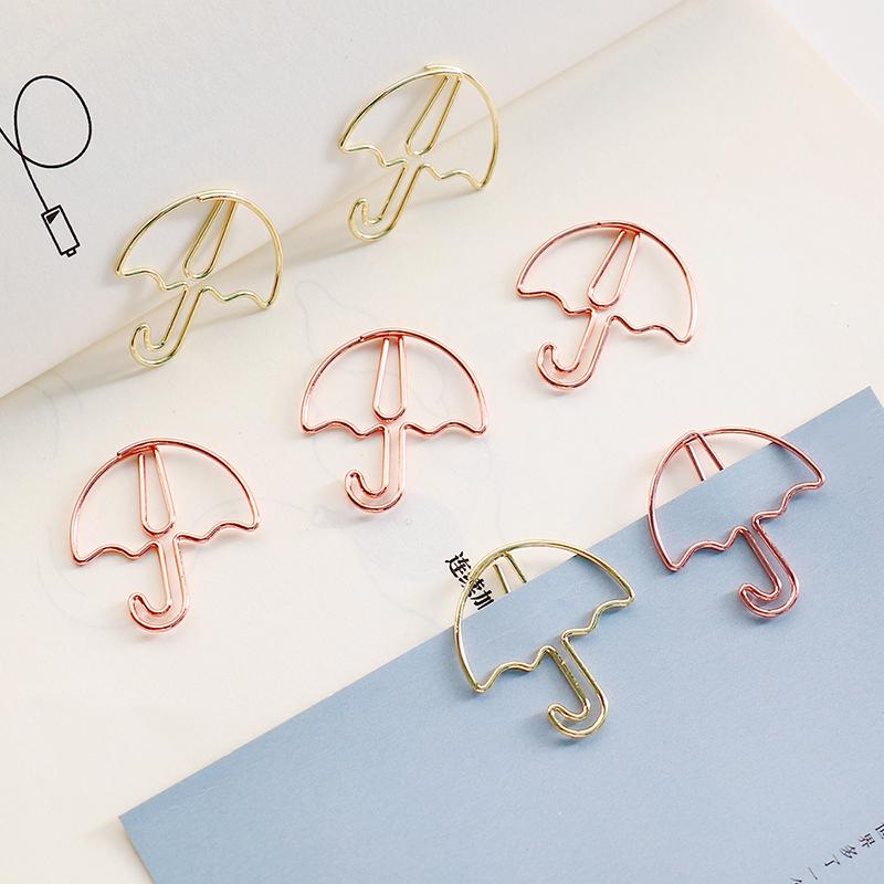 30pcs Umbrella Shape Paper Clip Creative Cute Bookmark Metal Color Cartoon Paper Clips for Planner Office Stationery