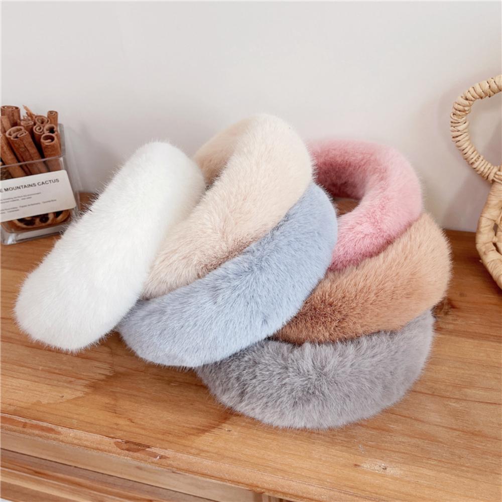 Women Girls Plush Widen Thicken Plush Sponge Hair Bands Faux Fur Padded Headbands Soft Fluffy Furry Hair Hoops Winter Headdress