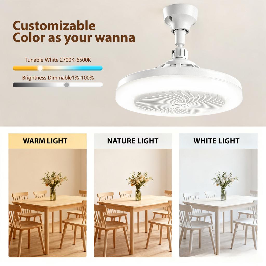 2 In 1 LED Ceiling Fan Light 50W With lamp holder Remote Control 3 Speeds Adjustable and Dimmable Light For Bedroom Living Room