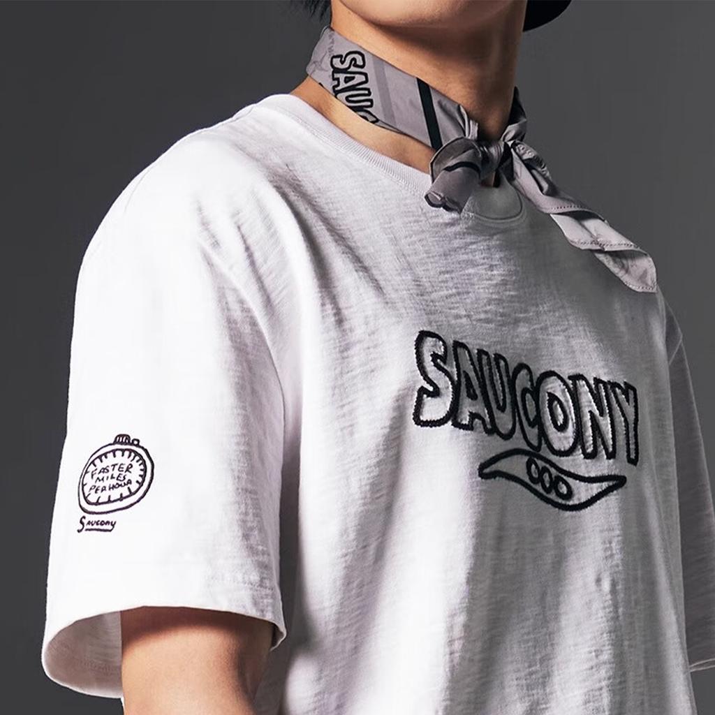 Saucony Nathan Bell Series Fashion Minimalist Comfortable Short Sleeve T-Shirt Unisex Tops White SA3259ST12C-WT044