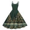 Women's Fashion Casual Christmas Print Sexy Off-the-shoulder Punk Retro Dress