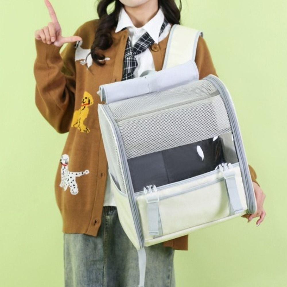 Breathable Pet Carrier Backpack Large Capacity Portable Pet Bag Cat Outing Backpack  Outdoor.