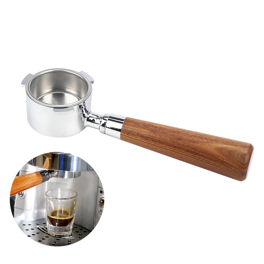 51mm Coffee Bottomless Portafilter with Filter Basket & Wooden Handle Replacement for Delonghi EC680 EC685 Coffee
