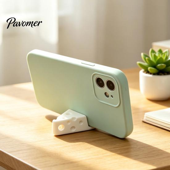 Small Phone Accessory 3D Printed Cheese Holder, Cute Mini Mount with Portable Stand Keychain Ring, Lightweight Desktop for Tablet Dorm Room Holder