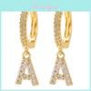 Style Copper Letter Zircon Earrings With Microinlaid Design For Fashionable Casual Wear