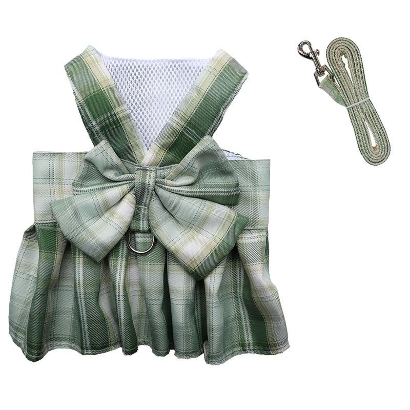 China Manufacturer Pet Plaid Skirt Chest Strap Leash Walking Dog Cat Vest Clothes Teddy Hair Bucket