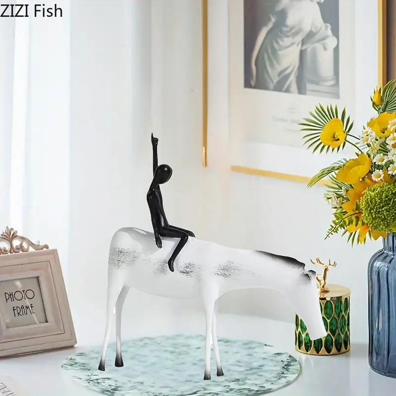 Abstract Character Rider Handicrafts Ornaments Desk Decoration Creative Artwork Horse Metal Sculpture Room Aesthetics Decor