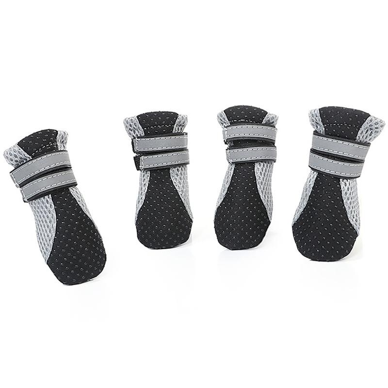 

Дышащая обувь для выгула домашних собак на улице, сетчатая мягкая летняя обувь для питомцев, безопасные светоотражающие ботинки для больших и маленьких собак S чёрный