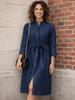 2026 European & American Style Women's Long Denim Dress - Casual, Elegant Fashion