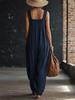 2026 European Spring/Summer Casual Women's Jumpsuit with Pockets - Comfortable, Loose, Solid Color & Strappy Design