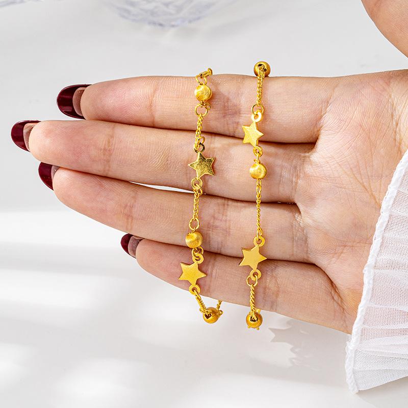 Light Luxury Style Bracelet Trendy Simple Double Layer Star Cat Eye Ball Bracelet for Women