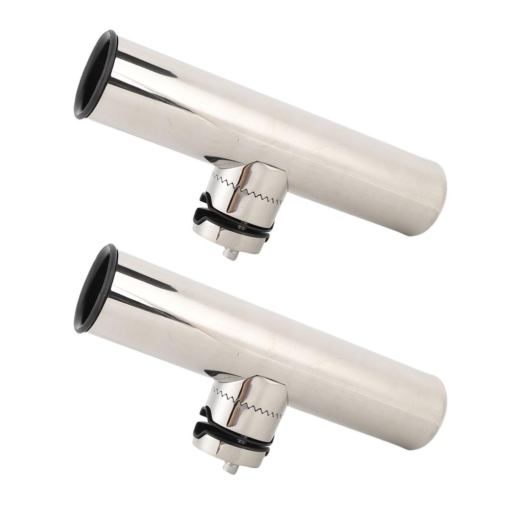 2PCS Tournament Style Boat Fishing Rod Holders Stainless Steel Clamp On Rail Mount Fishing Pole Holders Mounted To