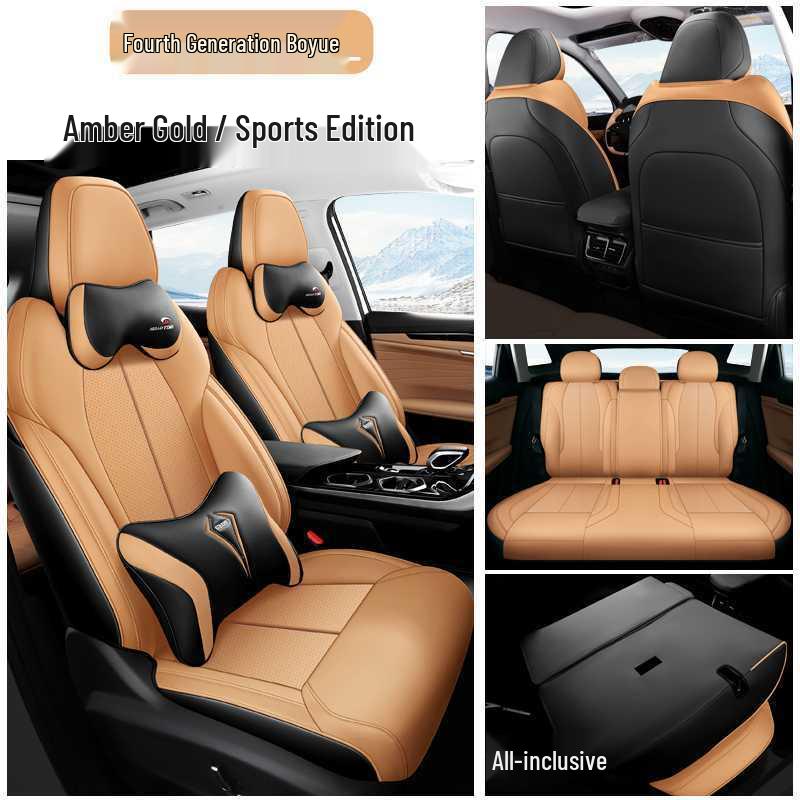 Breathable Perforated Leather Seat Covers for 2023-2025 Geely Boyue L: Full Coverage, Four Seasons Cushion