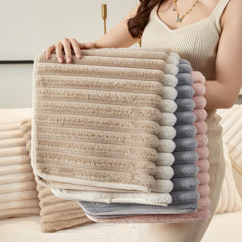 Nordic Style Stripe Rabbit Fur Plush Sofa Cushion  New Model Seat Cushion Winter Soft And Comfortable Thickened Sofa Cover