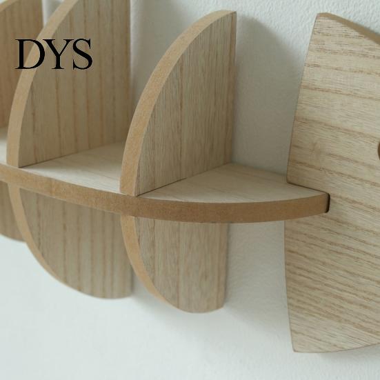Small Apartment Space Saving Shelf Fish Bone Storage Rack, Wood Wall Mounted Floating Shelf, Ocean Style Bathroom Organizer for Aromatherapy