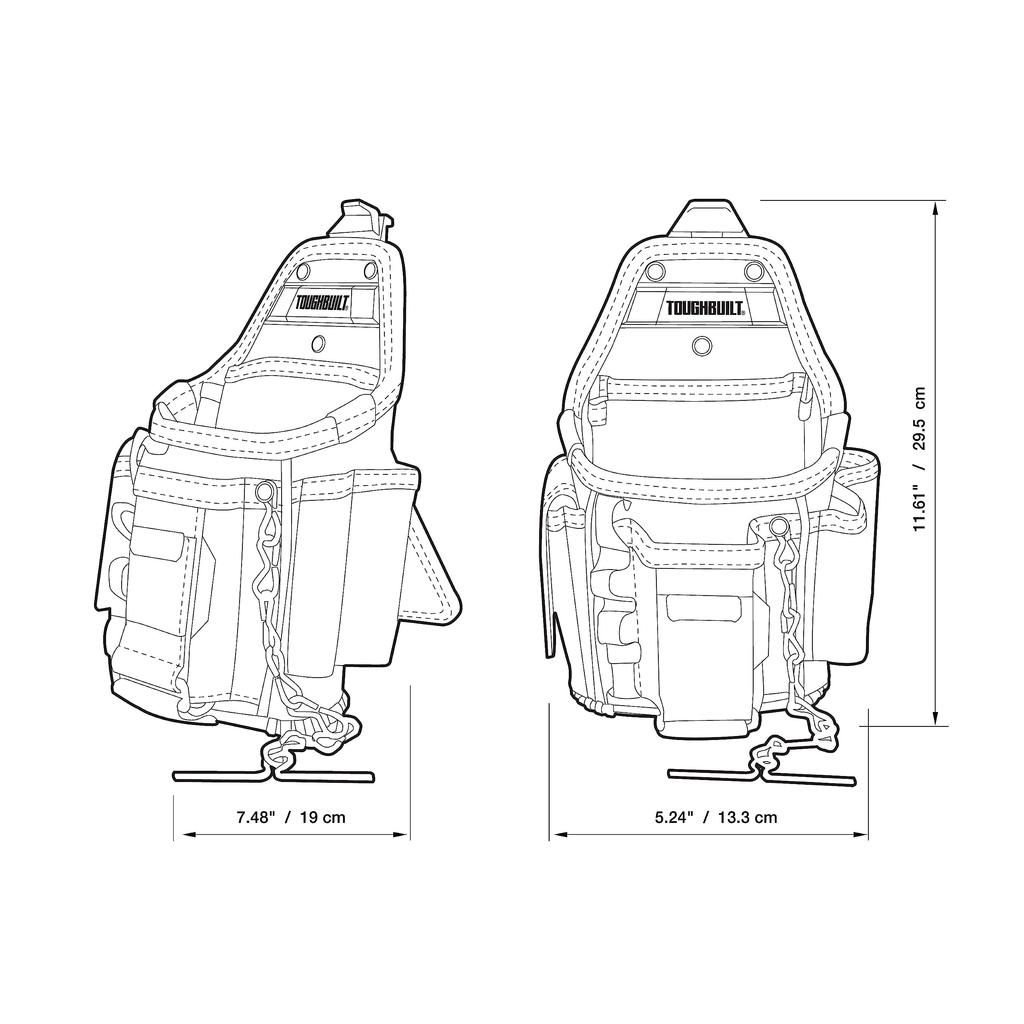 KNICKS TOUGHBUILT TB-CT-34 Small Electrician's Pouch, Polyester, Black