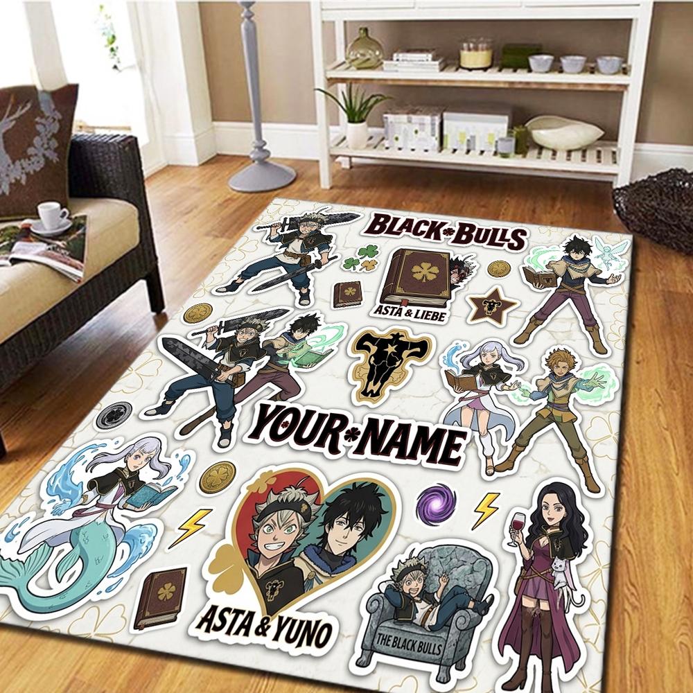 Name Custom Black Clover Carpet for Living Room Bedroom Home Decor Cool Cinema Style Play Floor Mat -HE2