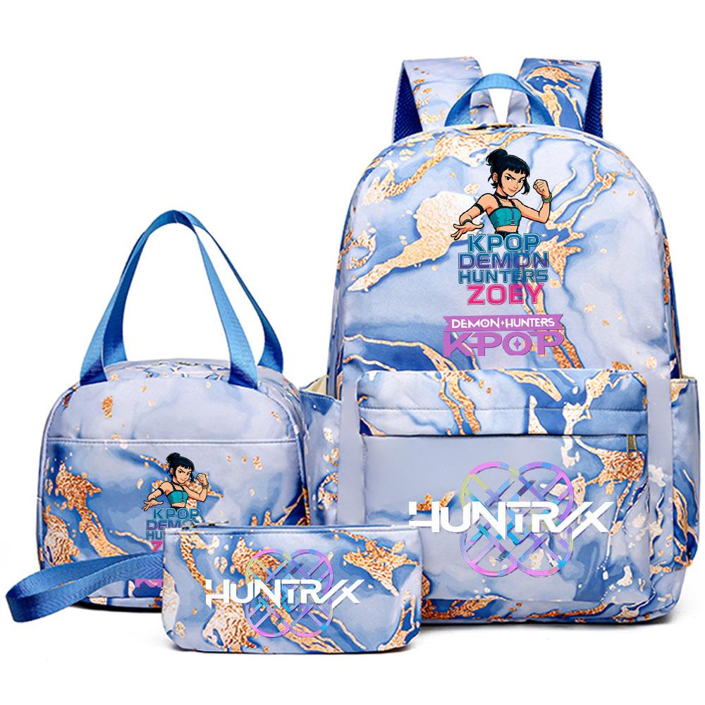 3Pcs/set Anime Demon Hunters Printed Backpack Handbag Pencil Case for Teenager Student Bookbag Schoolbag Women Large Capacity Waterproof Bag