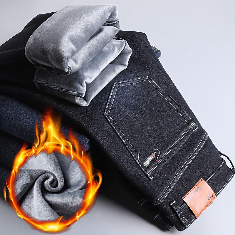 

Осенне-зимние модели Джинсы с толстым плюшевым утеплителем Мужские Прямые Свободные Большого размера Черные Брюки 27 чёрный