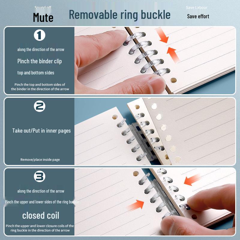 Refill Snap Binder Style: 60 A5 Lined Loose-Leaf Sheets, Thickened Paper, B5 Single Book, OPP Bag Packaging