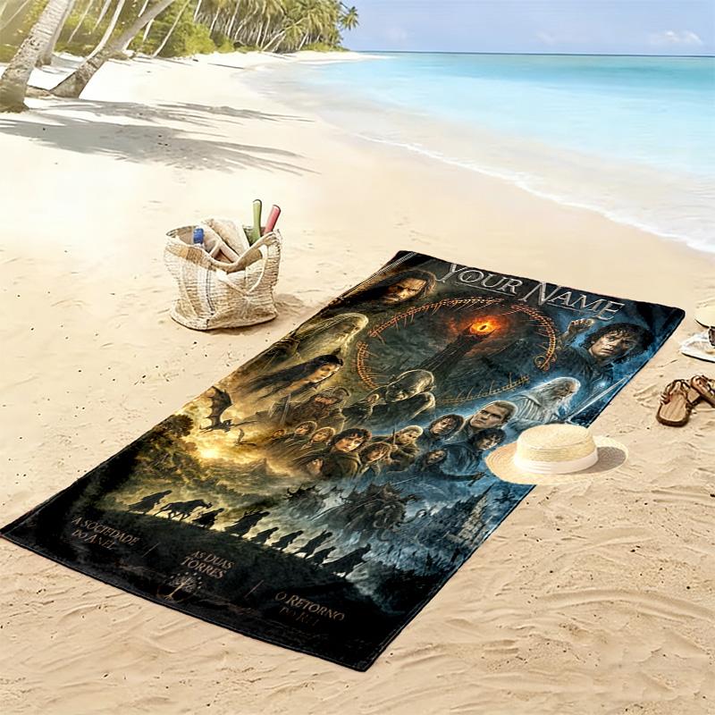 Name Custom Adventure Movie Lord Rings Print Beach Towel, Large Soft Quick Dry Towel for Beach Camping Swimming